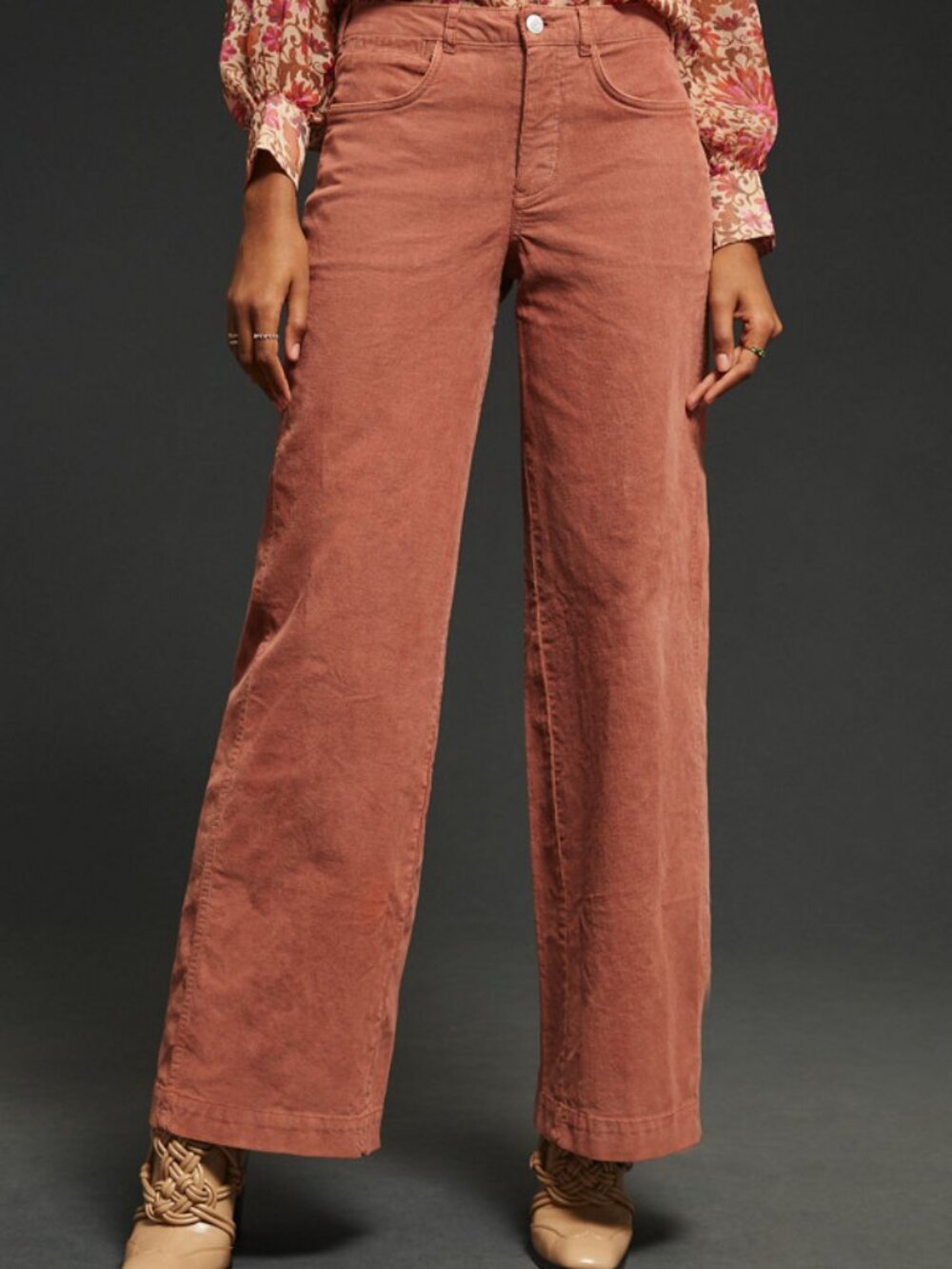Pilcro Women's Corduroy Wide-Leg Jeans in Rust - Picture 3 of 14